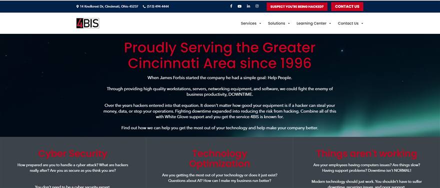 4BIS Cybersecurity managed IT services Cincinnati homepage