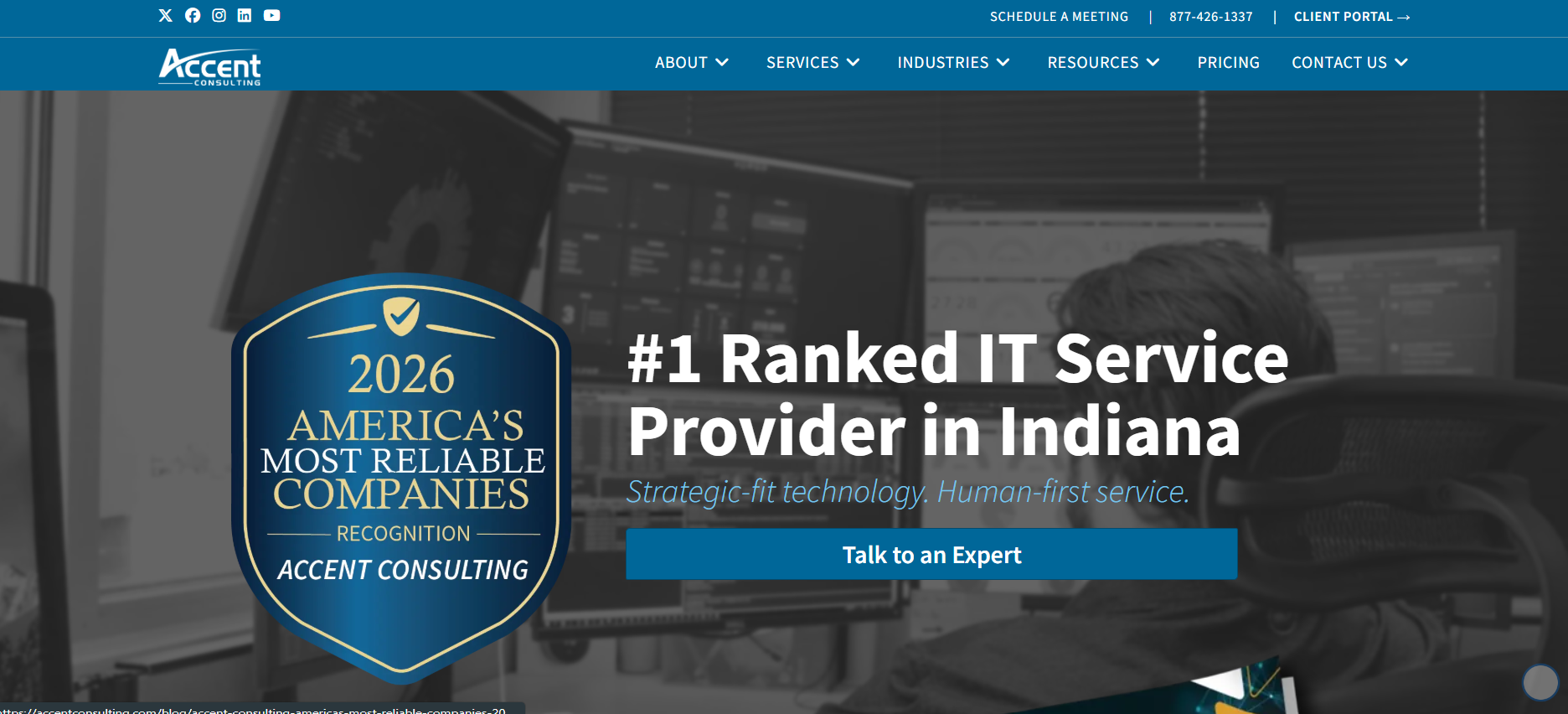 Accent Consulting managed IT services Indianapolis Indiana homepage