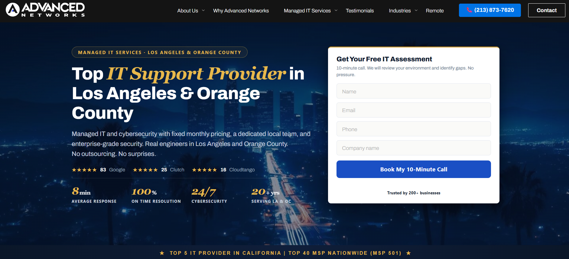 Advanced Networks managed IT services Los Angeles &mdash; homepage