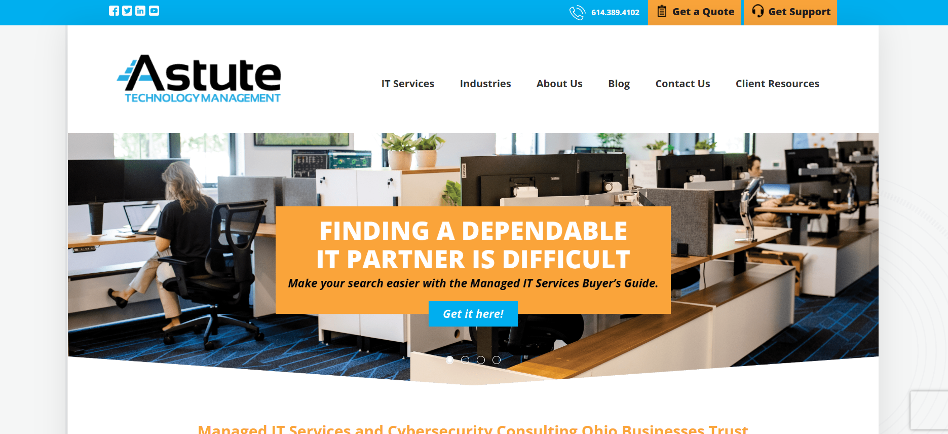 Astute Technology Management managed IT services Columbus Dublin Ohio homepage