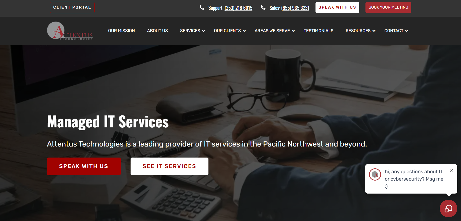 Attentus Technologies managed IT services Seattle WA homepage