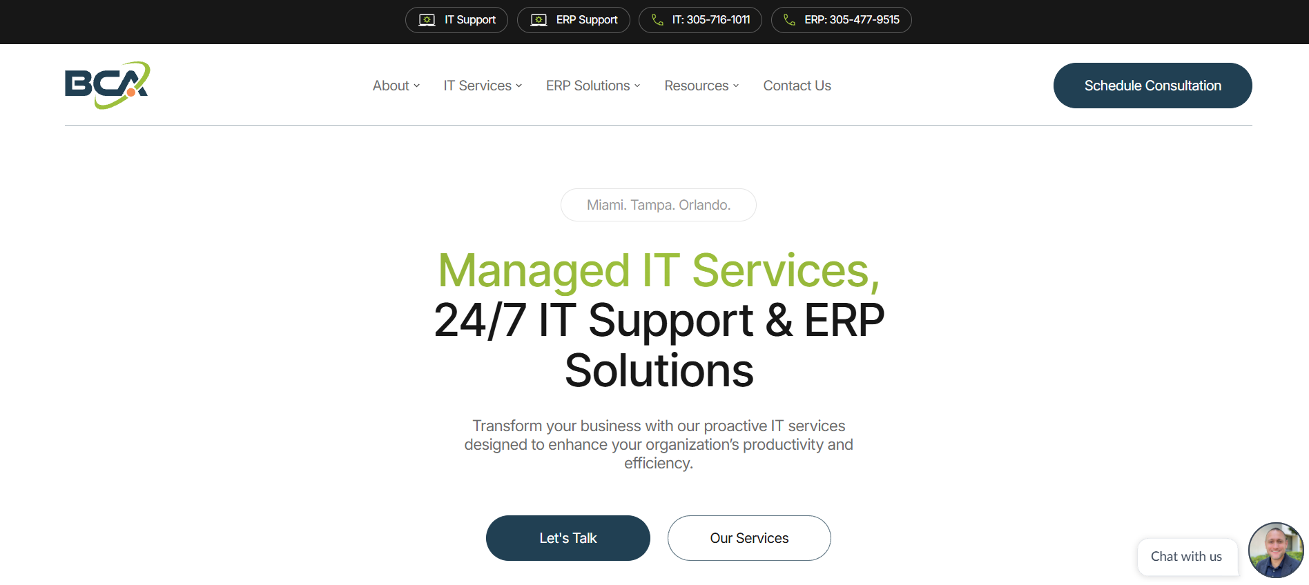 BCA IT Inc managed IT services Miami FL homepage