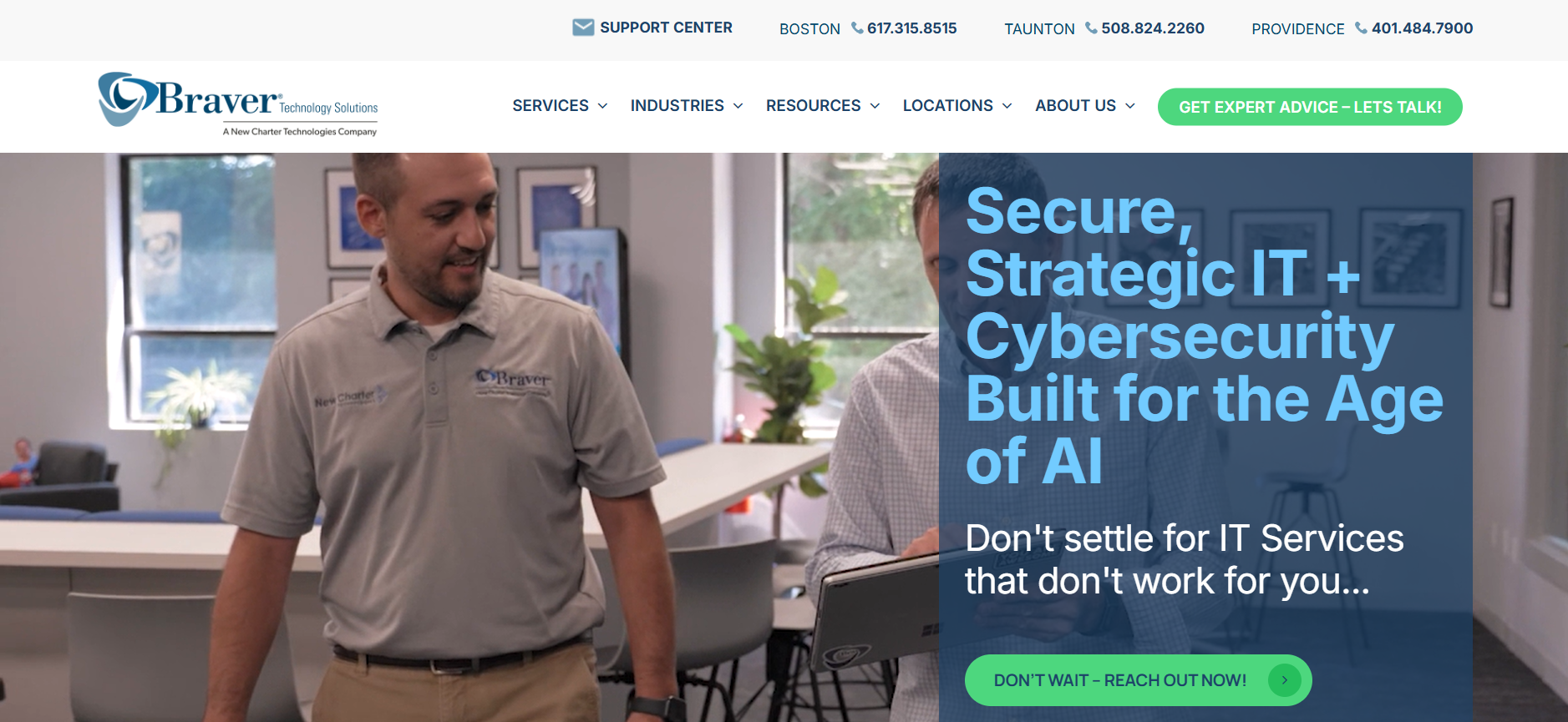 Braver Technology Solutions managed IT Taunton Massachusetts Boston homepage