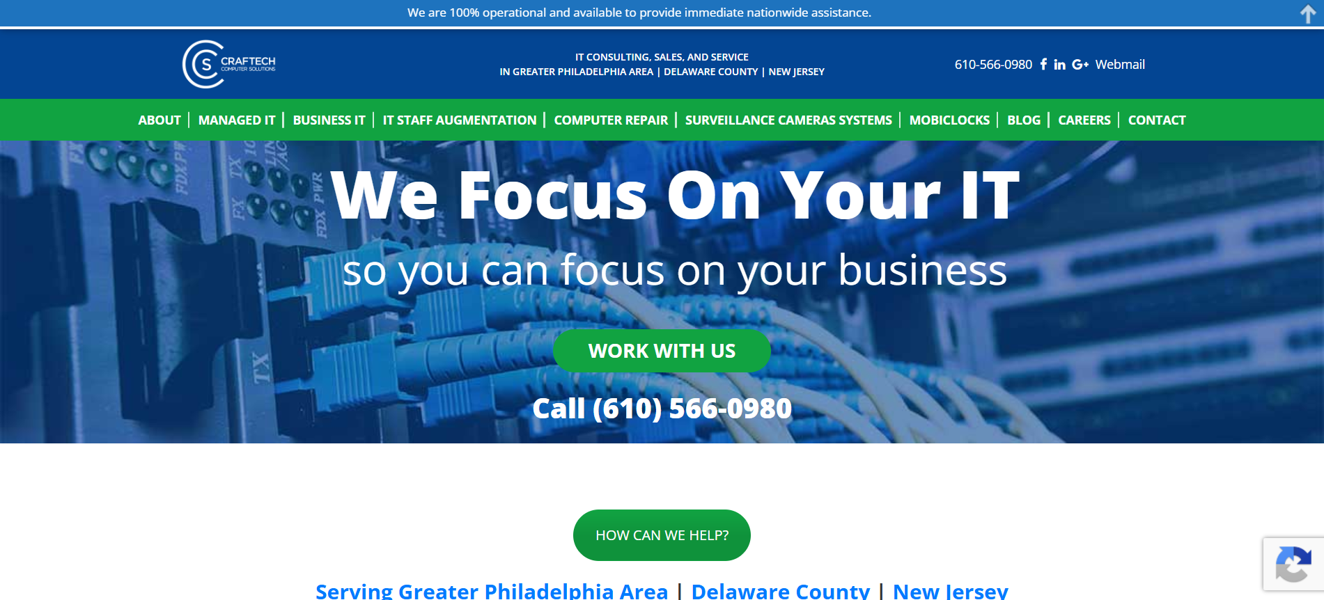 CrafTech Computer Solutions managed IT services Broomall Delaware County Philadelphia homepage