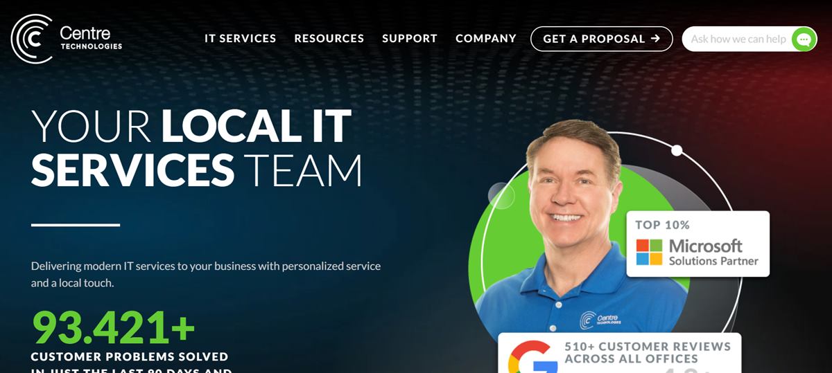 Centre Technologies Houston managed IT services homepage