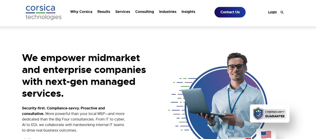 Corsica Technologies managed IT and cybersecurity homepage