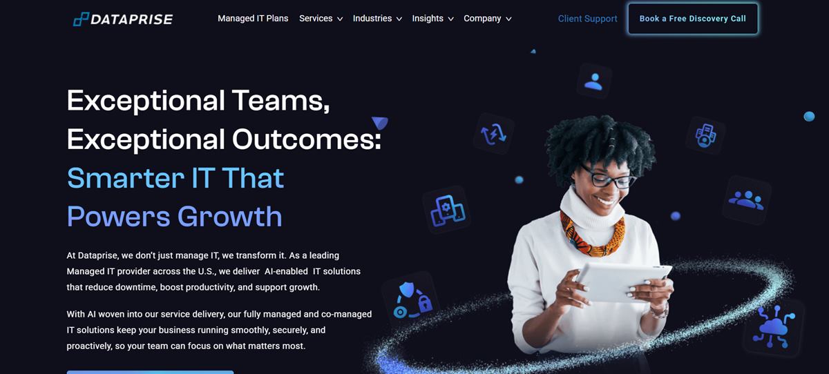 Dataprise co-managed IT services homepage