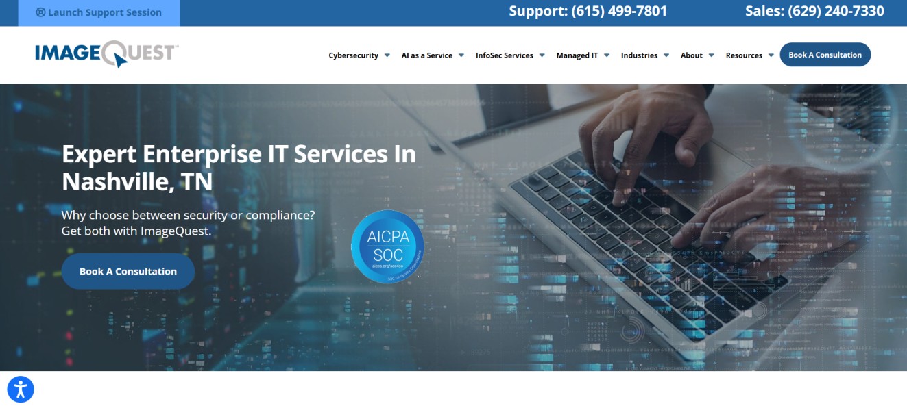 ImageQuest managed IT services Nashville TN homepage