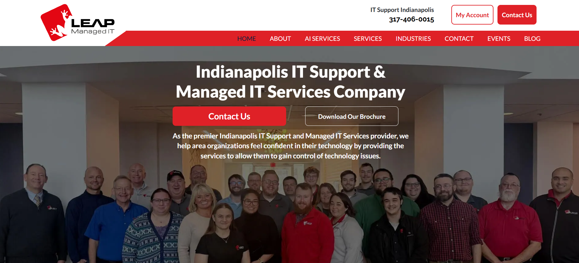 Leap Managed IT managed services Indianapolis Indiana homepage