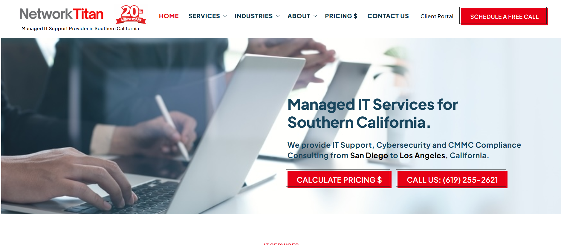 Network Titan CMMC compliance managed IT Miramar San Diego California homepage