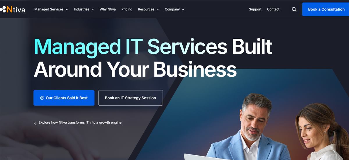 Ntiva managed IT services and cybersecurity homepage