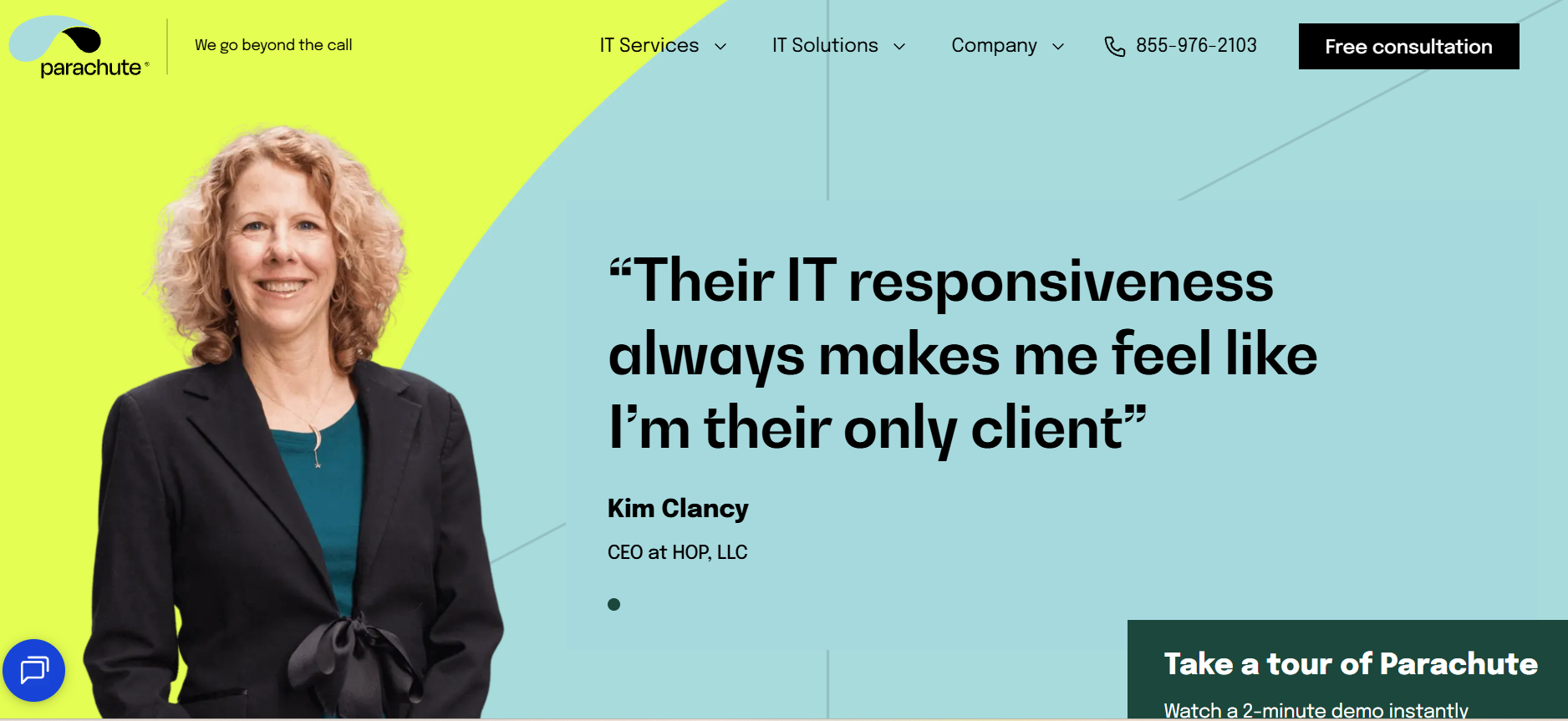 Parachute managed IT services San Francisco California homepage