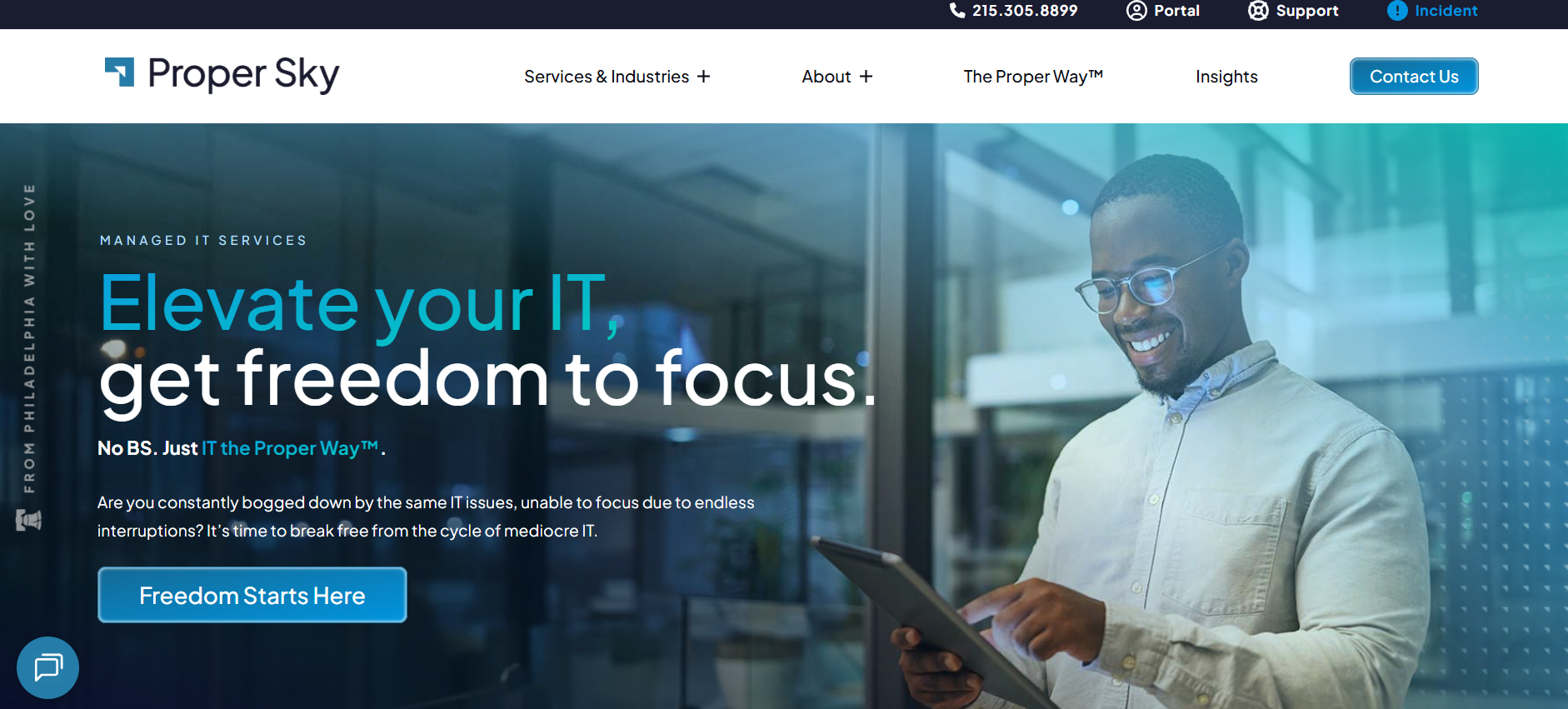 Proper Sky managed IT services Greater Philadelphia Glenside homepage