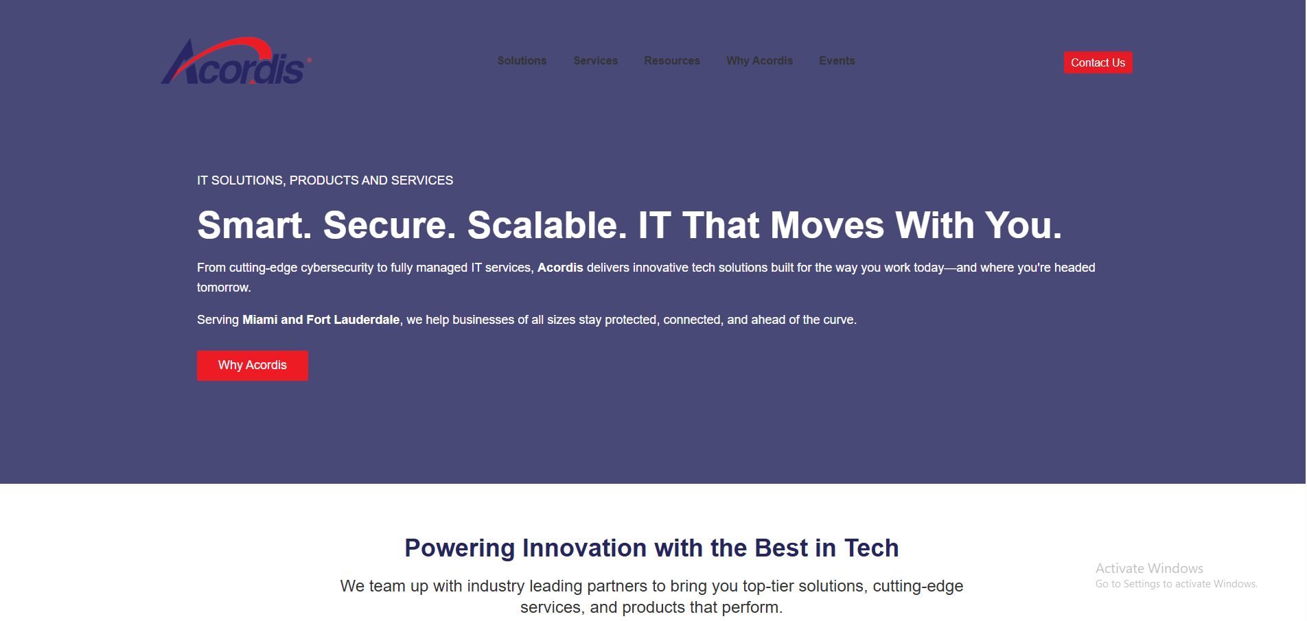 Acordis managed IT services Miramar South Florida homepage