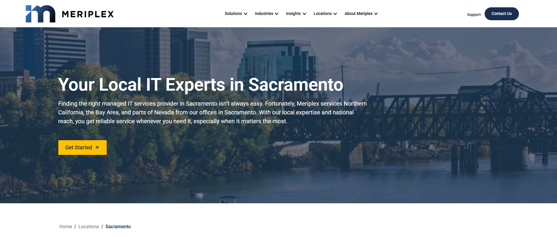 Meriplex managed IT cybersecurity Sacramento California homepage