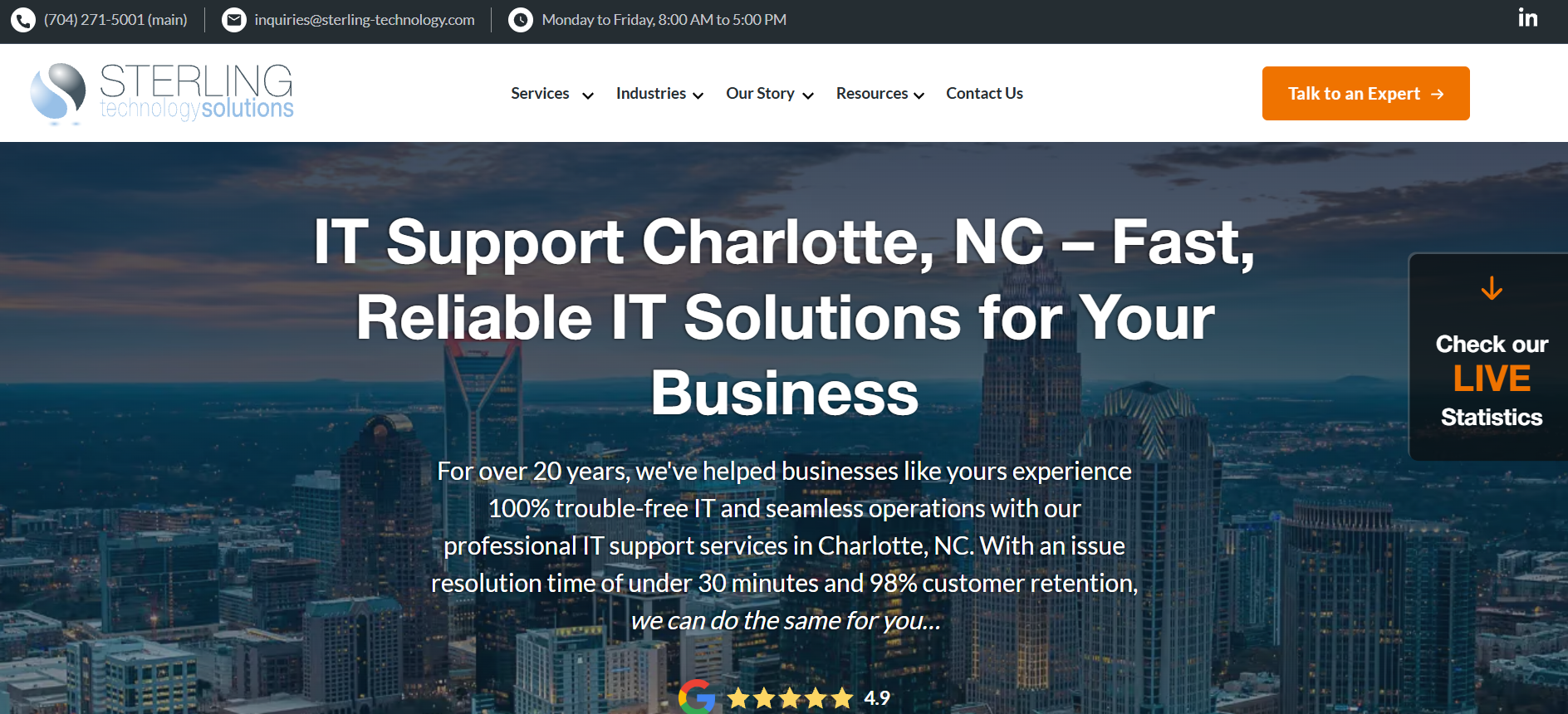 Sterling Technology Solutions managed IT Charlotte NC &mdash; homepage