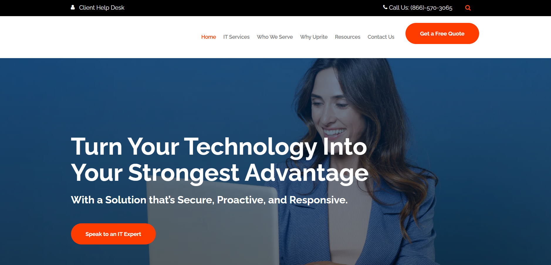 Uprite Services managed IT services Texas homepage