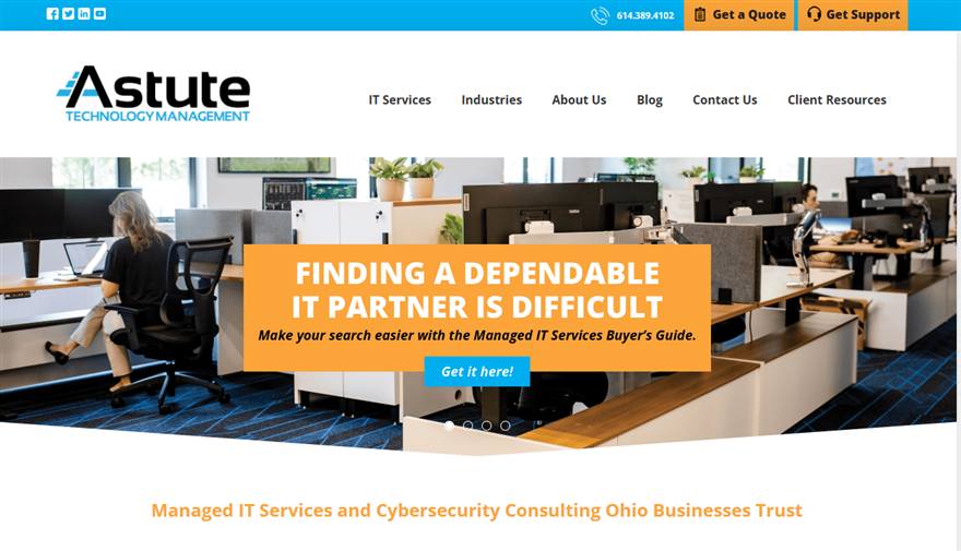 Astute Technology Management managed IT services Cincinnati homepage