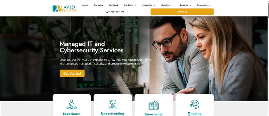 Avid Practice managed IT services Baltimore homepage