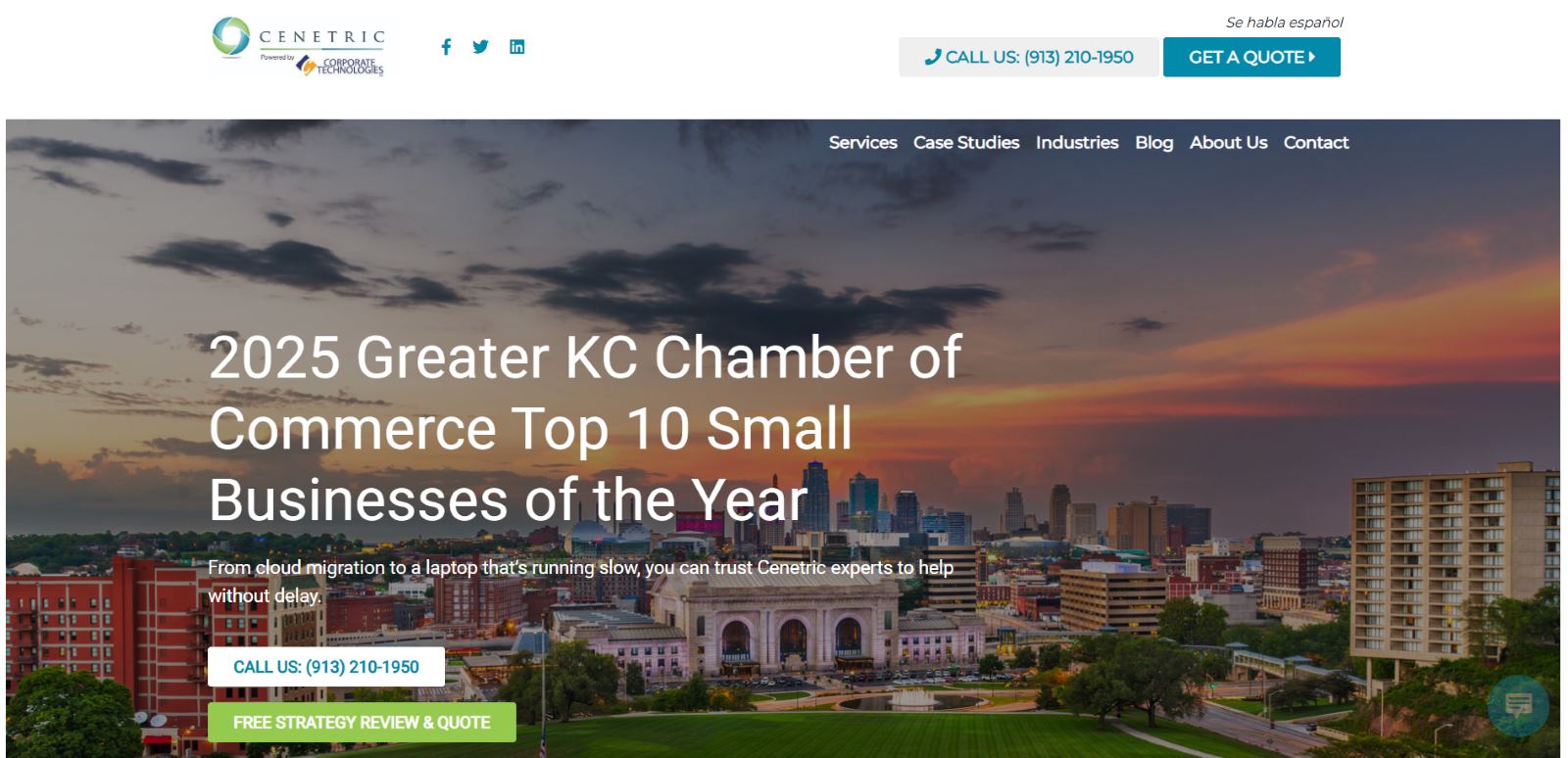 Cenetric managed IT and cybersecurity Kansas City homepage
