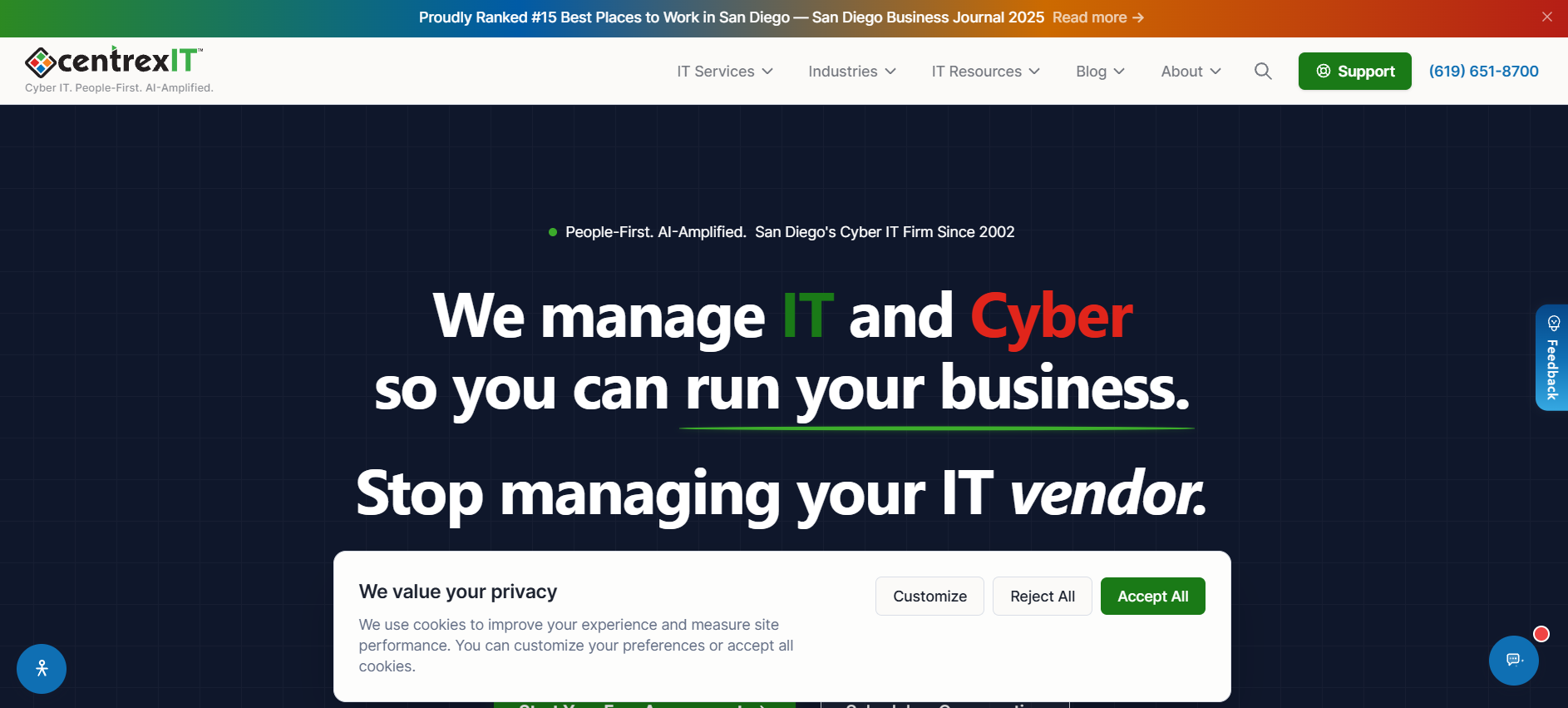 centrexIT managed IT services healthcare Poway San Diego California homepage