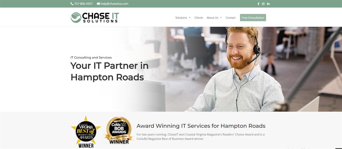 ChaseIT Solutions managed IT services Virginia Beach homepage