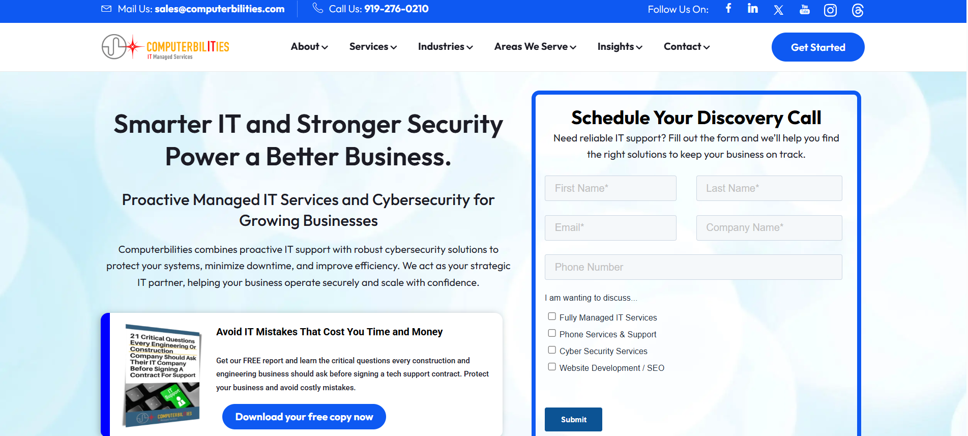 Computerbilities managed IT AEC architecture engineering construction Cary North Carolina homepage