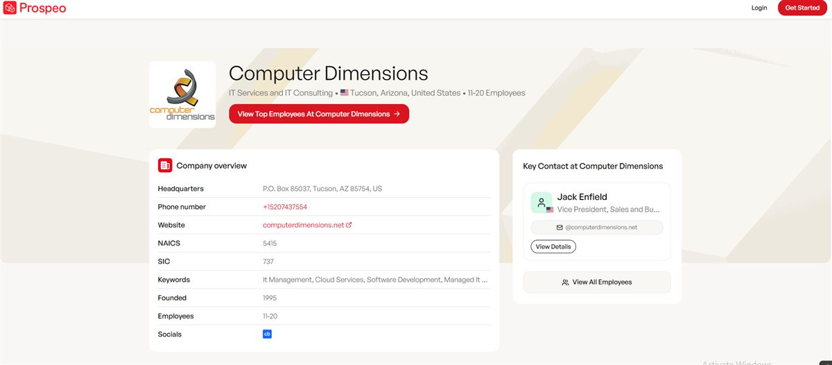Computer Dimensions managed IT services Tucson homepage