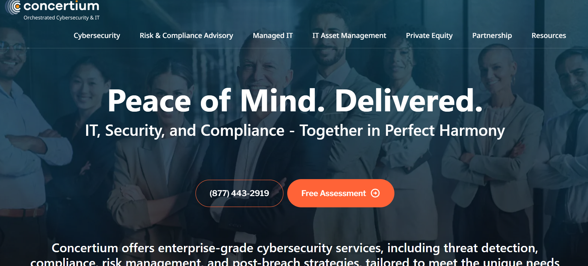 Concertium cybersecurity MSP Tampa FL homepage