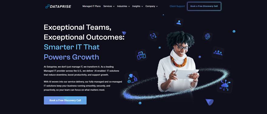 Dataprise managed IT services Washington DC homepage