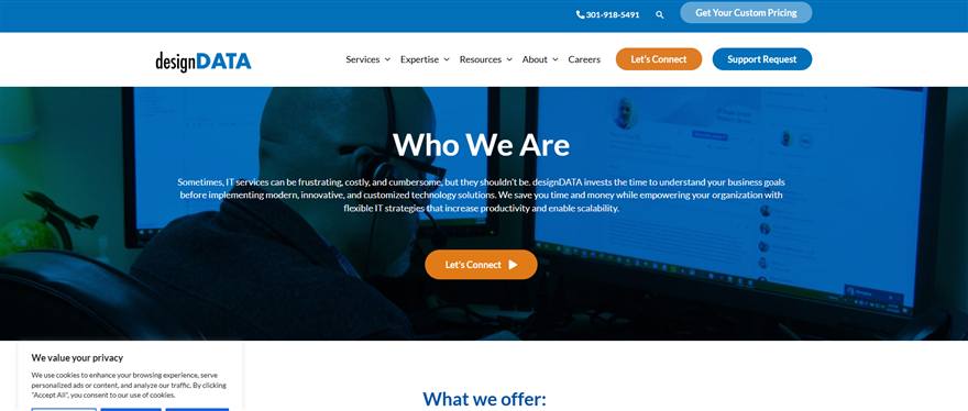 designDATA managed IT services Washington DC homepage
