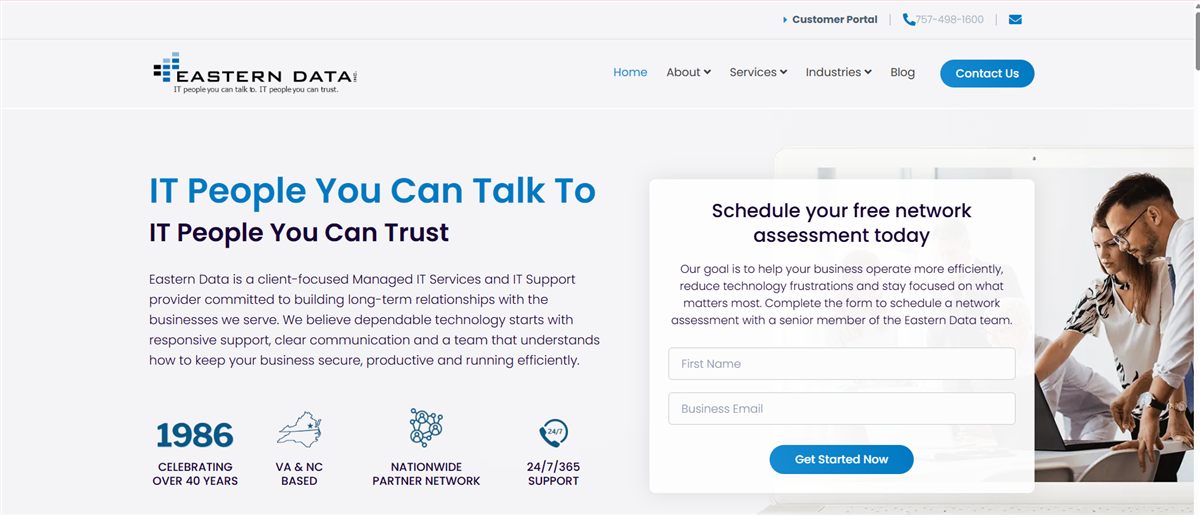 Eastern Data managed IT services Virginia Beach homepage