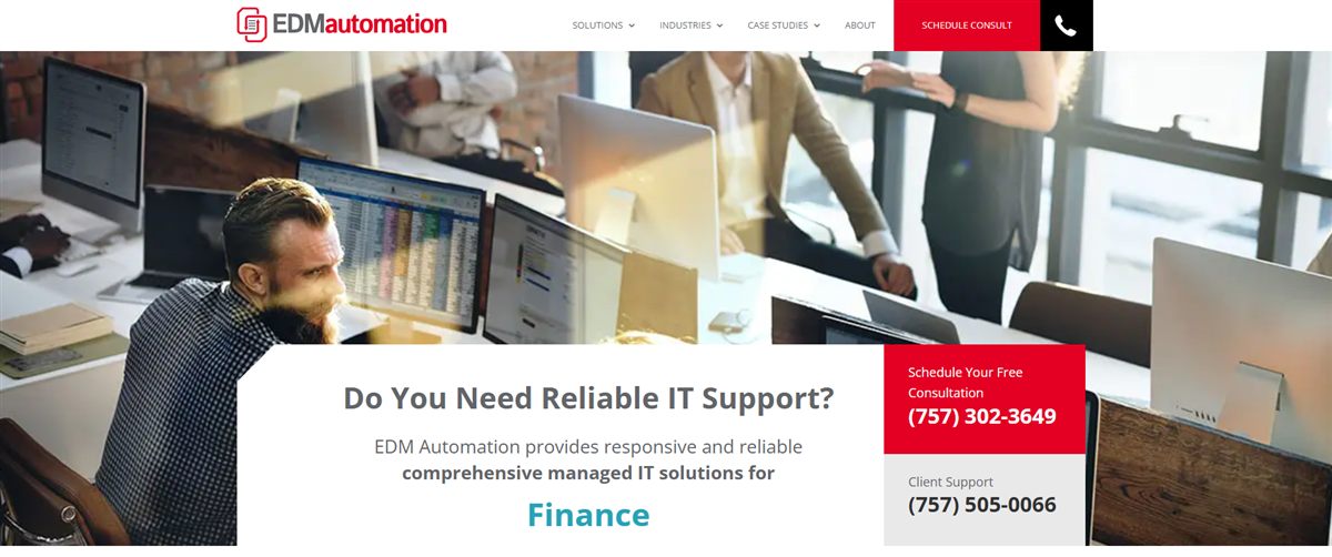 EDM Automation managed IT services Virginia Beach homepage