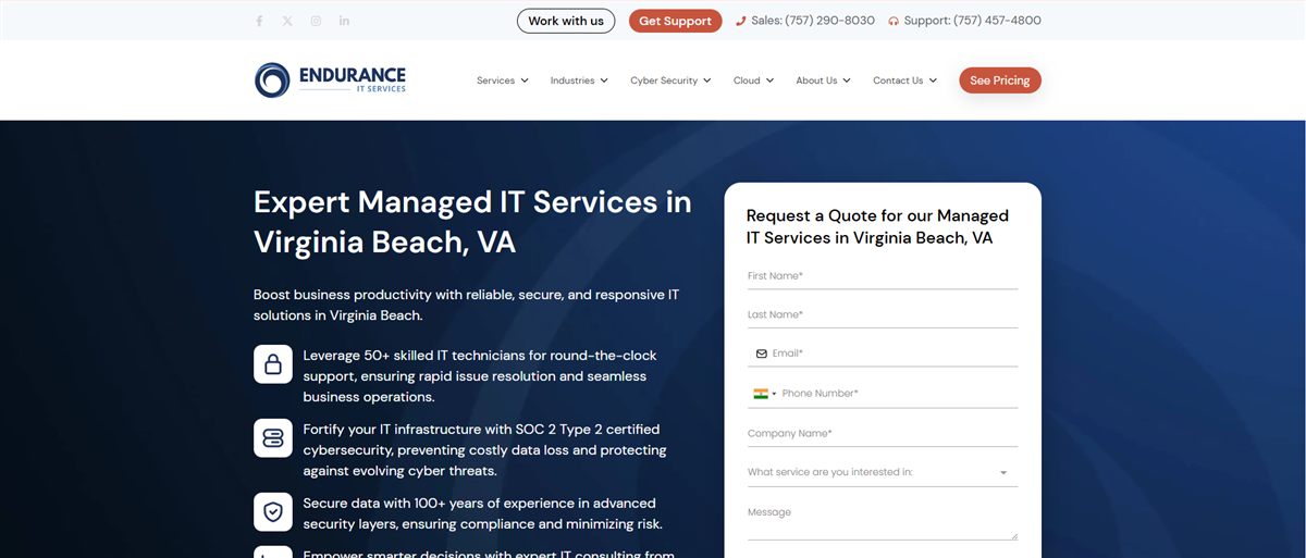 Endurance IT Services managed IT services Virginia Beach homepage
