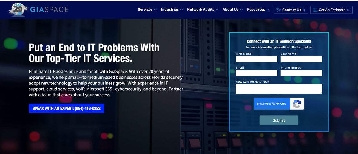 GiaSpace managed IT services Fort Lauderdale homepage