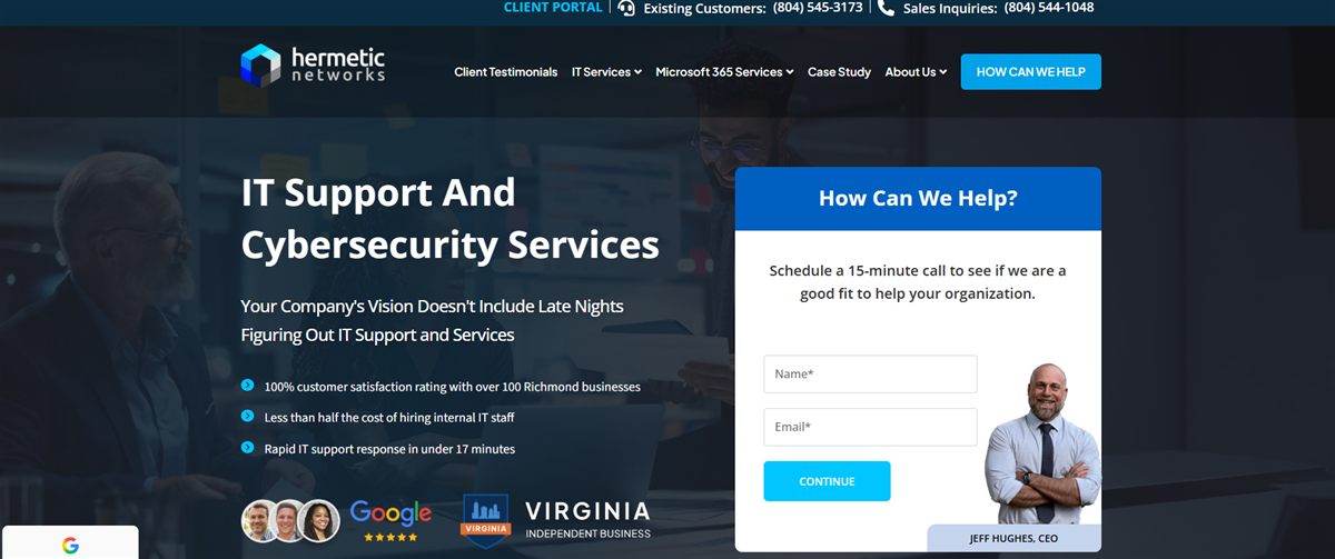 Hermetic Networks IT support Richmond VA homepage