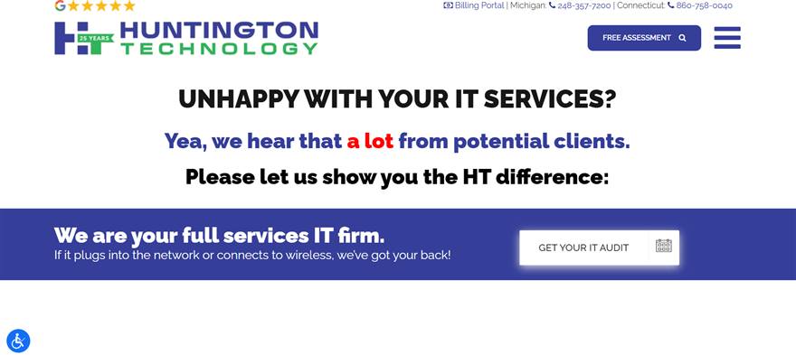 Huntington Technology managed IT services Detroit homepage