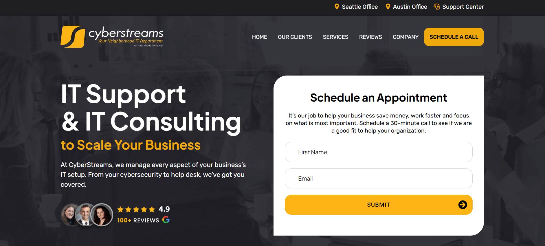 CyberStreams managed IT services Seattle WA homepage