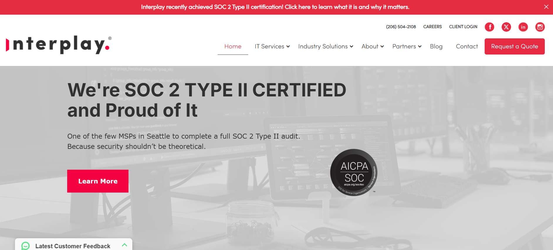 Interplay managed IT services Seattle WA homepage