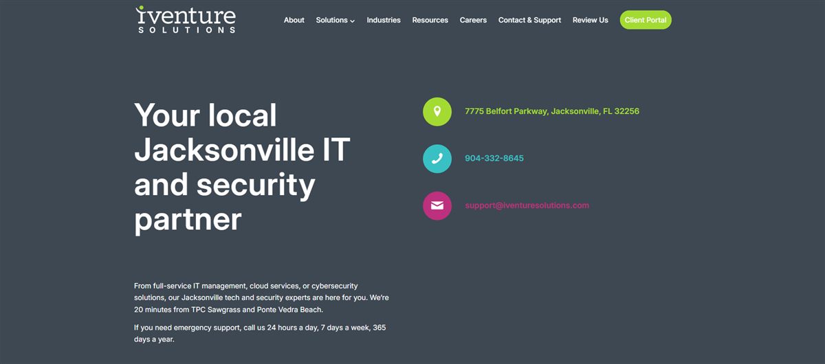 iVenture Solutions managed IT services Jacksonville homepage