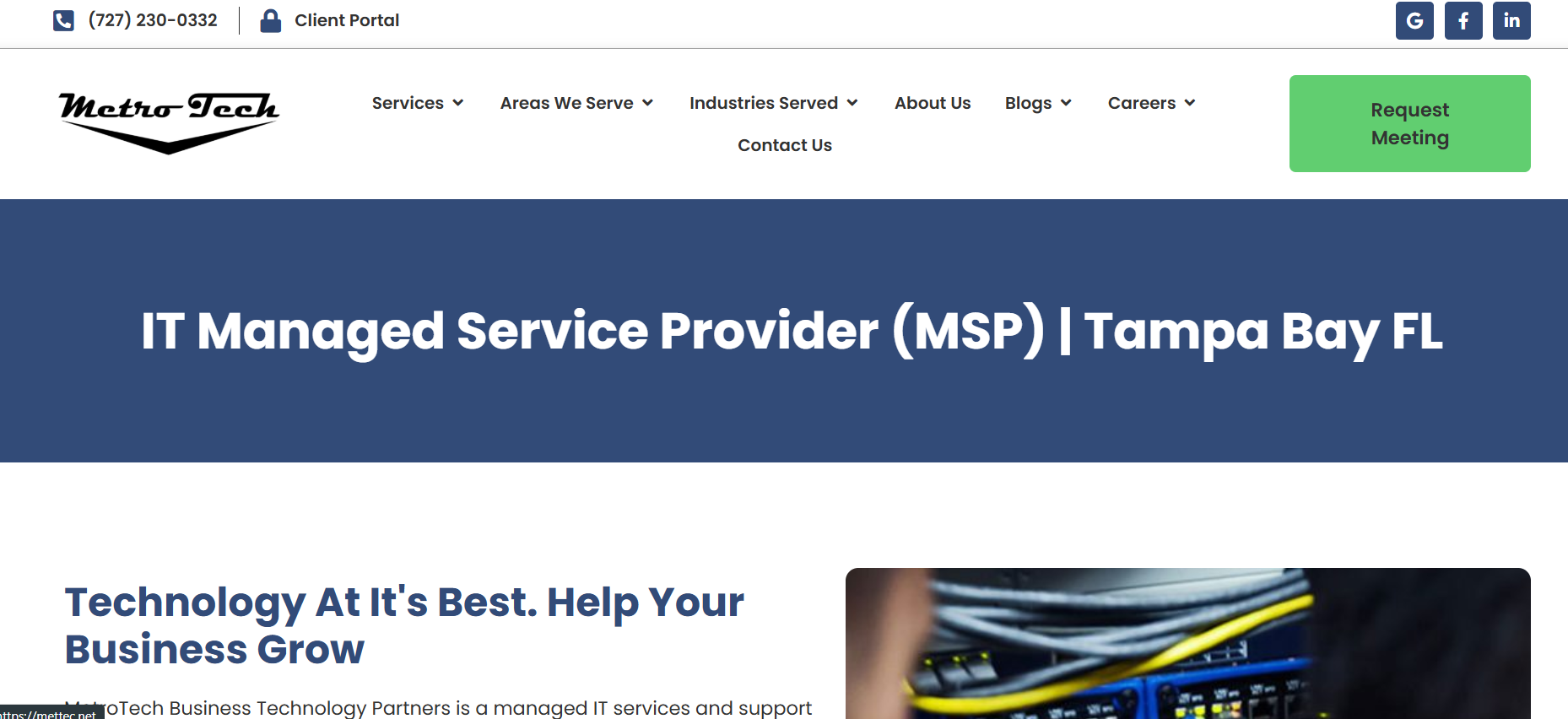 MetroTech managed IT Clearwater Tampa Bay FL homepage