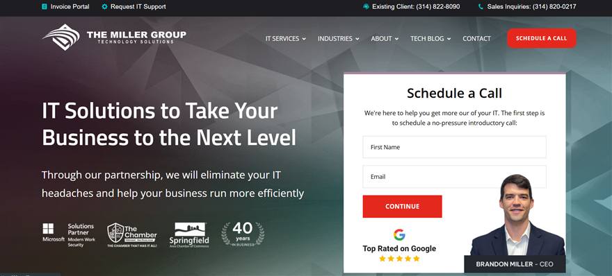 The Miller Group managed IT services St. Louis homepage