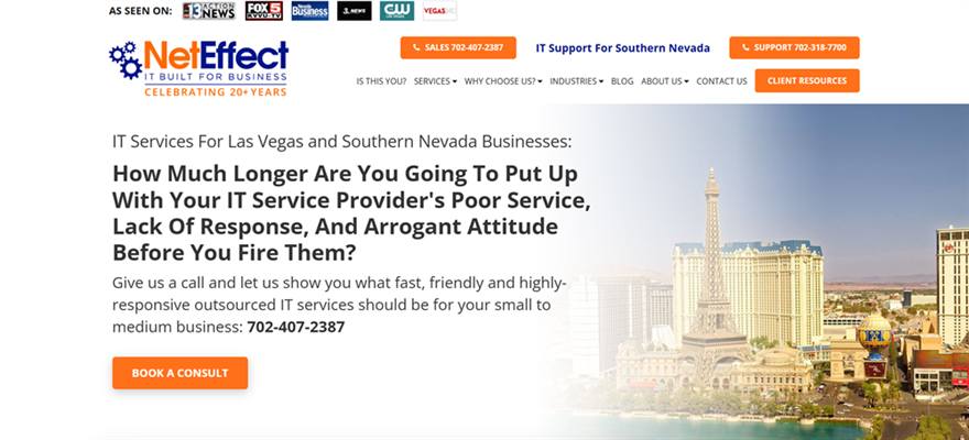 NetEffect managed IT services Las Vegas homepage