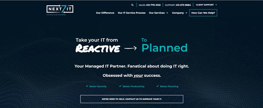 Next7 IT managed IT services Pittsburgh homepage
