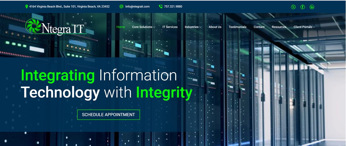 Ntegra IT managed IT services Virginia Beach homepage