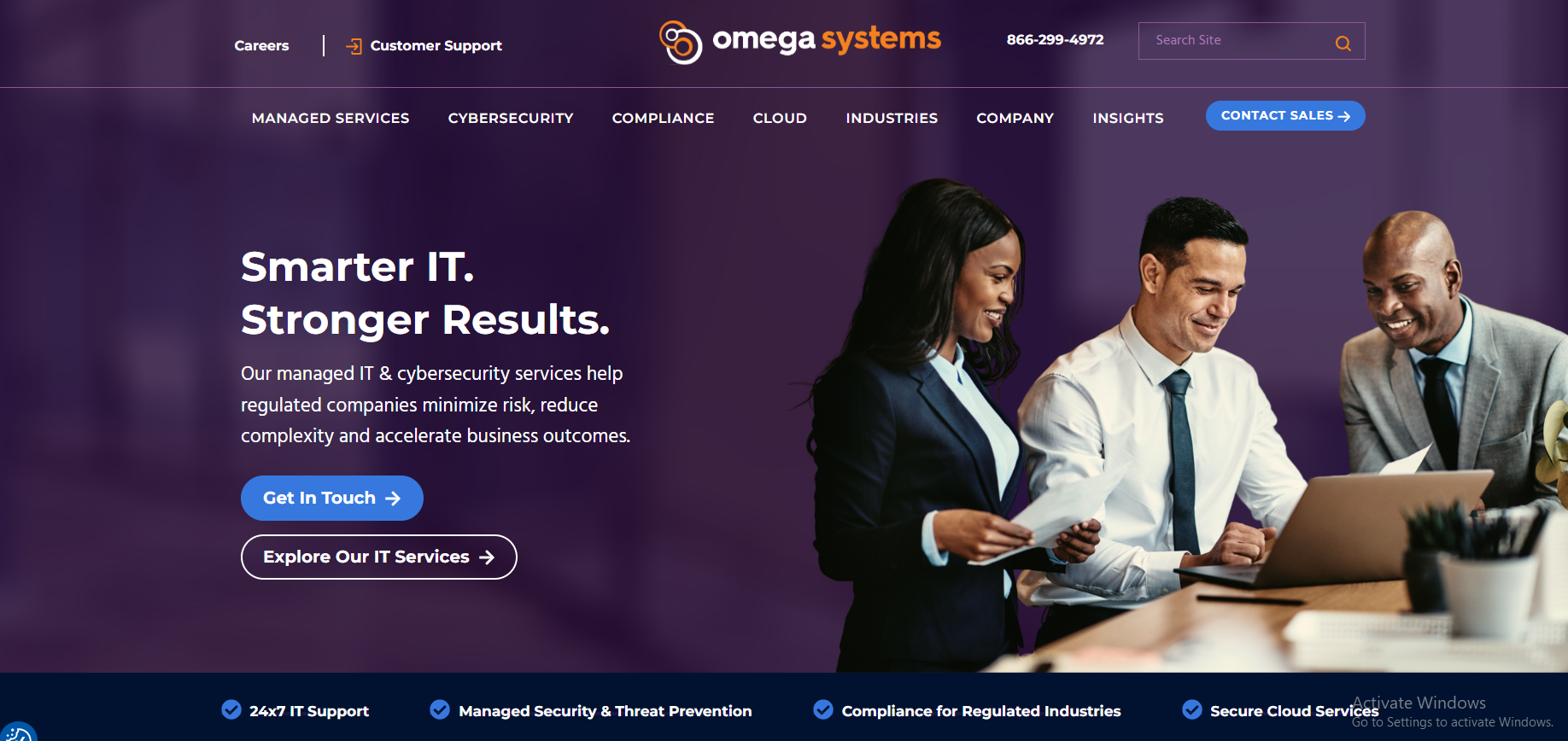 Omega Systems managed IT and cybersecurity services Philadelphia homepage