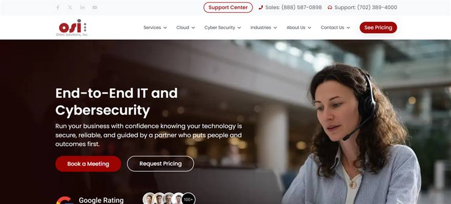 Orbis Solutions managed IT services Las Vegas homepage