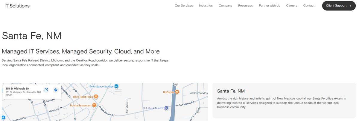 Steady Networks managed IT Albuquerque medical legal homepage
