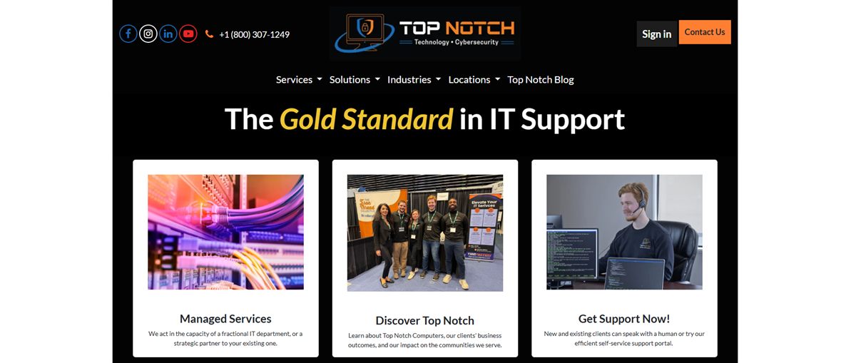 Top Notch Computers managed IT Richmond VA homepage