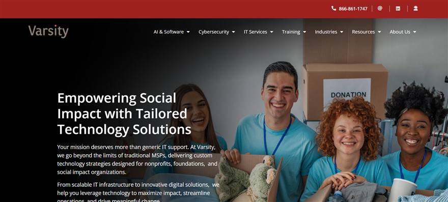 Varsity Technologies managed IT services San Francisco homepage